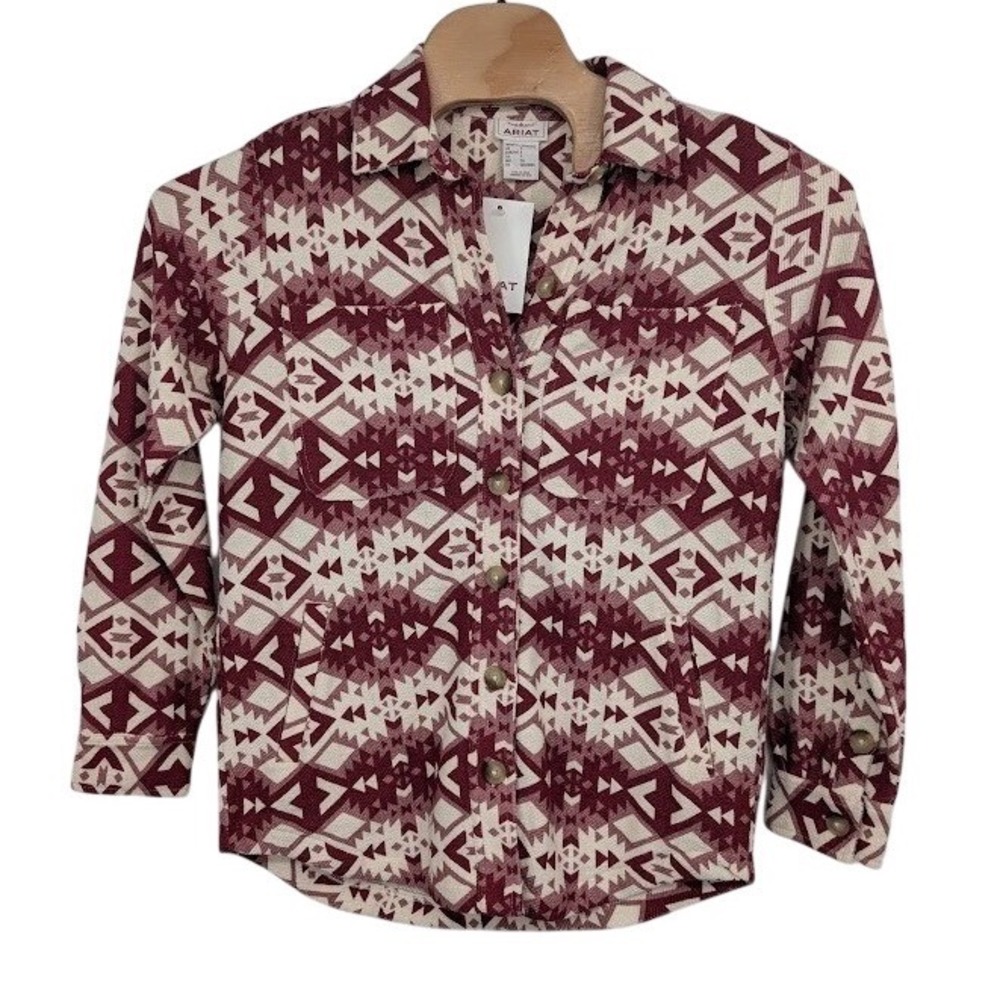 NWT Ariat Fillmore Shirt Jacket Shacket Southwest Aztec Print Terry Women sz S‎